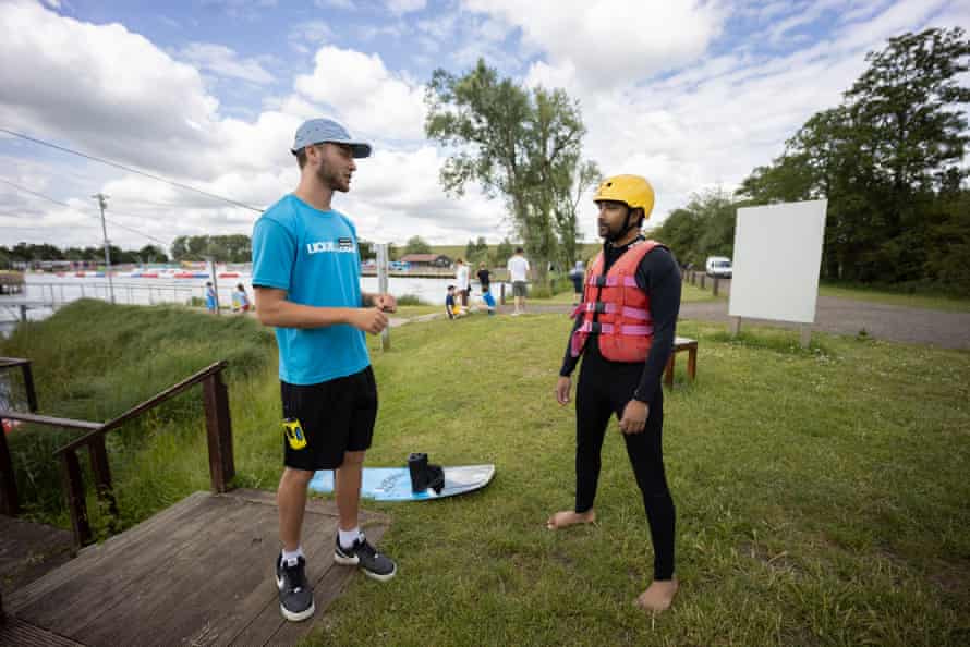 Rhik Samadder takes wakeboard instructions from Denis