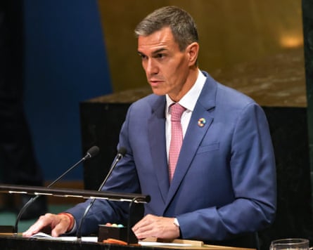 Pedro Sánchez speaks at the UN general assembly.