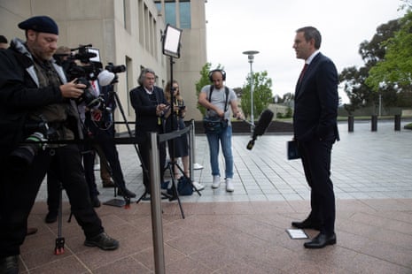Jim Chalmers speaks to reports this morning at Parliament House.