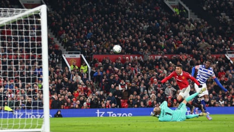 Casemiro of Manchester United scores a goal to make it 1-0.