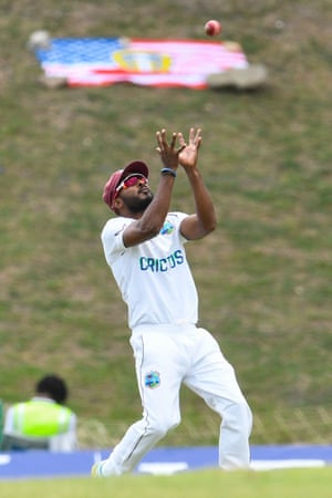 Veerasammy Permaul takes the catch to see off Wood.