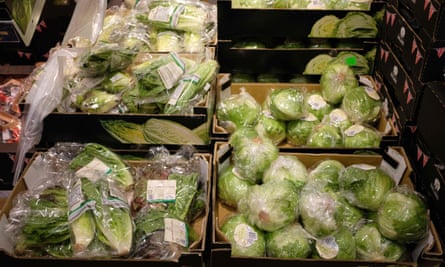 Salad stuff wrapped in plastic in a UK supermarket