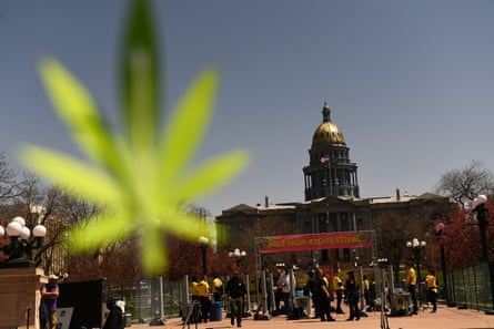 The Colorado state capitol building is seen during the Mile High 420 festival in Denver, on 20 April.