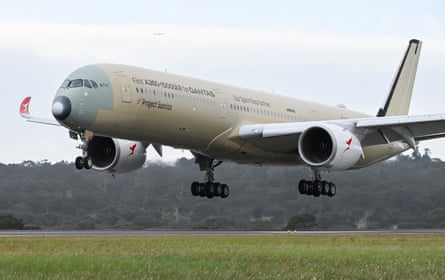 The plane touched down at 10.46am on Friday in Melbourne