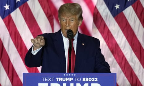 Donald Trump announces a third run for president as he speaks at Mar-a-Lago in Palm Beach, Florida.