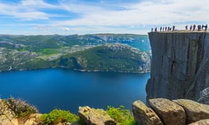 Preikestolen (Pulpit Rock), a 604-metre cliff above Lysefjorden.