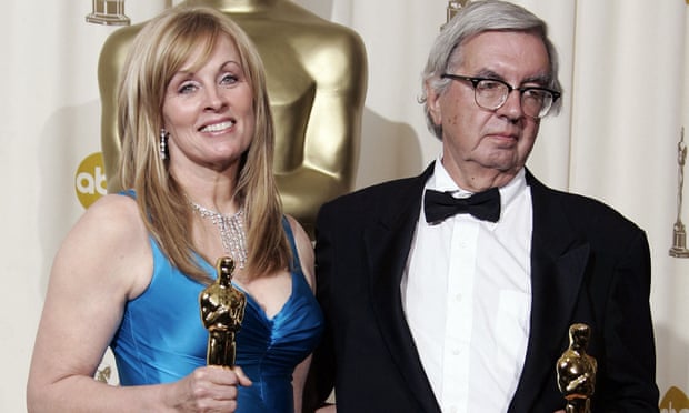 Larry McMurtry and his co-writer Diana Ossana in 2006 after receiving their best adapted screenplay Oscars for Brokeback Mountain.
