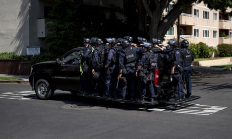 An SUV carrying police officers