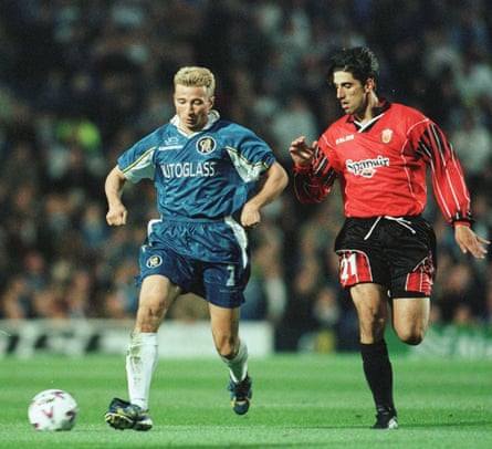 Taking on Chelsea and Dan Petrescu in Real Mallorca colours in 1999
