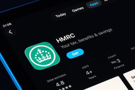 The HMRC app on a smartphone