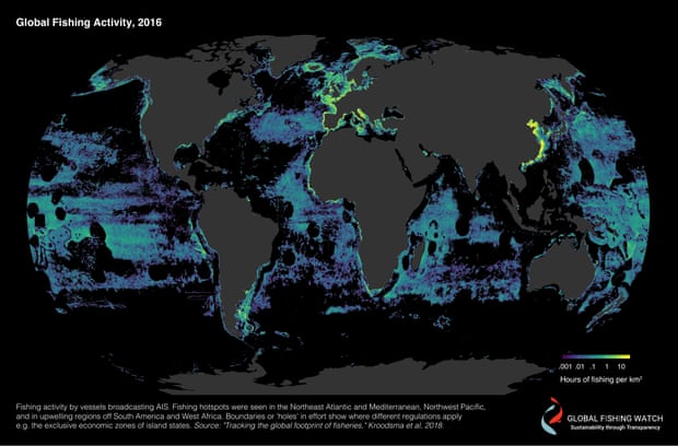 Global fishing activity data was collected from more than 70,000 vessels. 