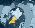 Arctic map projection of Greenland, US and Russia