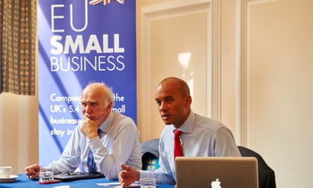 Sir Vince Cable and Chuka Umunna MP speak at the press launch of the EU Small Business campaign