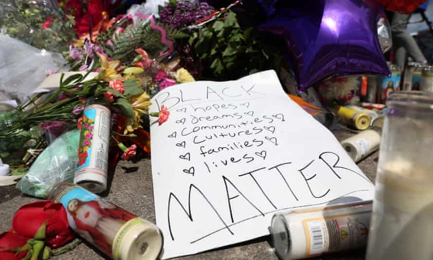 A memorial, in the wake of a shooting at a Tops supermarket in Buffalo, New York.