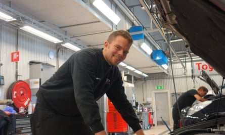 Martin Geborg, a mechanic at a Toyota service centre in Gothenburg