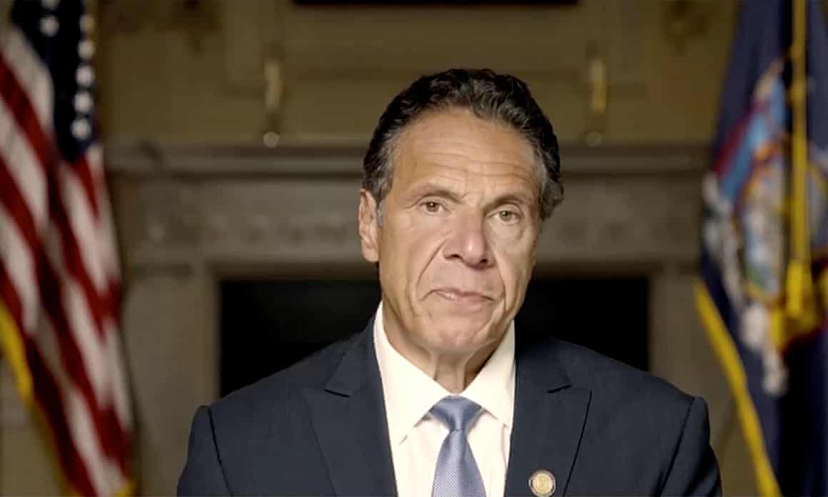 New York governor Andrew Cuomo makes a statement in this screen grab taken from a pre-recorded video released by Office of the NY Governor, in New York, US, on 3 August, 2021.