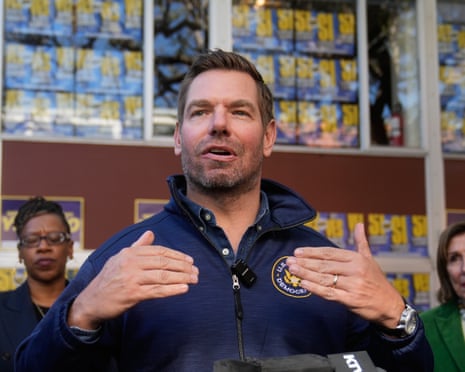 Congressman Eric Swalwell speaks to reporters in San Francisco, 3 November 2025.