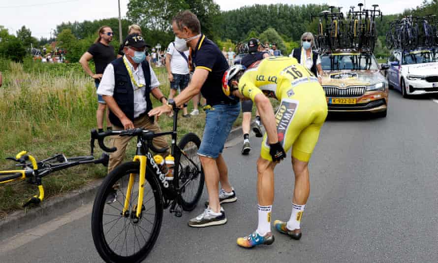 Wout Van Aert after crashing