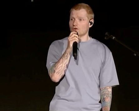 Ed Sheeran speaks on stage