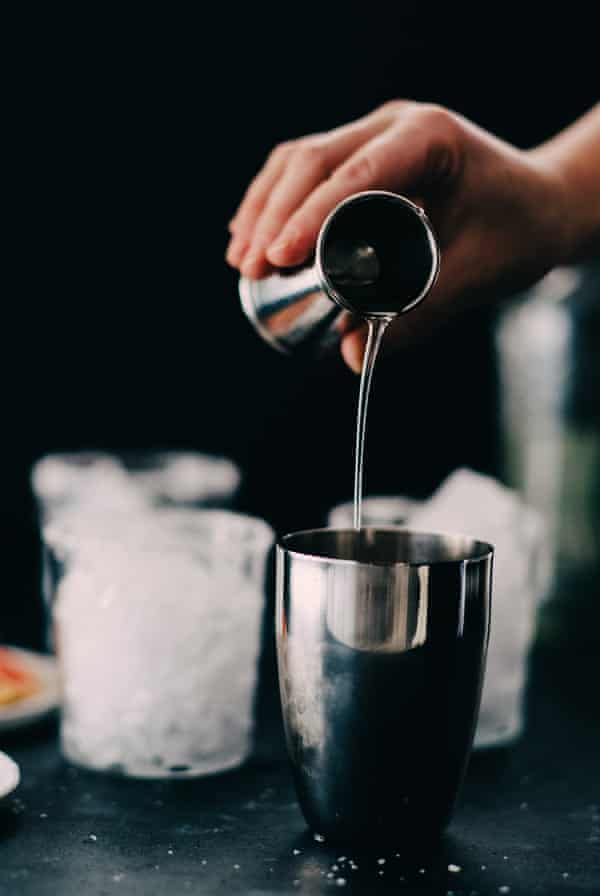 Adding Simple Syrup To A Cocktail Shaker