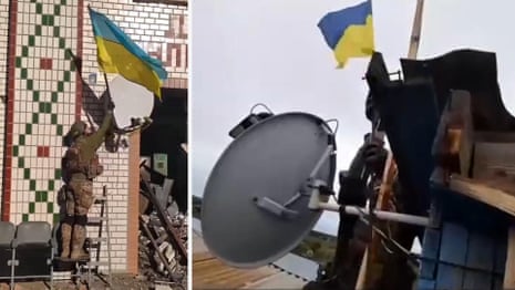 Ukrainian flags raised in territories ‘annexed’ by Russia – video