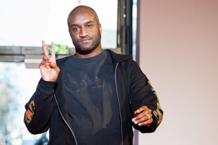 Virgil Abloh strikes a pose at the end of the show.
