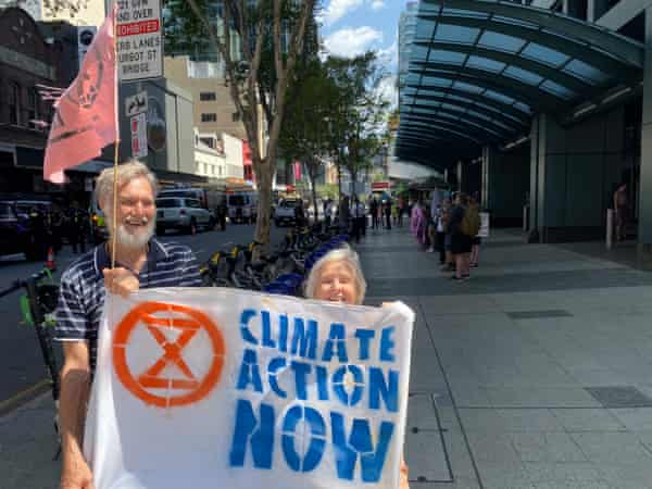 Barbara and Richard at the Extinction Rebellion protests in Brisbane this week.