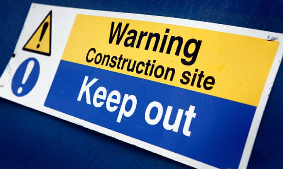 A keep out sign on a construction site