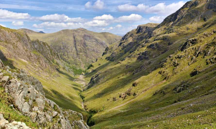 Lost Valley, Glen Coe, Scotland with ridge and steep slopes