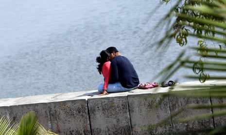 An Indian couple enjoy a private moment in Mumbai