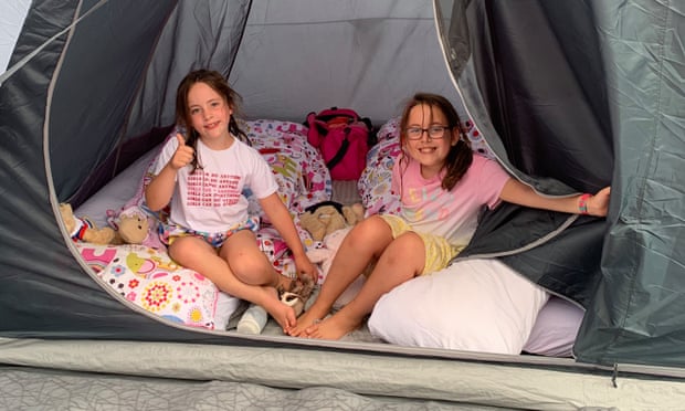 Isobel and Harriet camped in the Forest of Dean in this photo supplied by their mother, Jen Chandler.