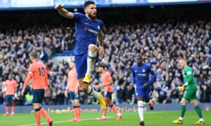 Olivier Giroud Continues Fine Form To Cap Chelsea S 4 0 Cruise Past Everton Football The Guardian