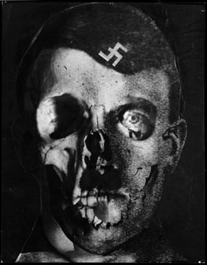 The Dictator: Amsterdam, 1933In 1933, Blumenfeld produced a series of photomontages in reaction to Adolf Hitler’s rise to power in Germany: on a portrait of the Führer, he painted tears of blood and superimposed a skull. Although these compositions critical of Nazism are comparable to those of the Berlin Dadaist John Heartfield (Helmut Herzfeld, 1891-1968), Blumenfeld’s message differed. Heartfield’s Marxist-motivated photomontages for the review AIZ insisted on Hitler as an instrument of industrial and capitalist power, whereas Blumenfeld portrayed the Führer as an embodiment of death.