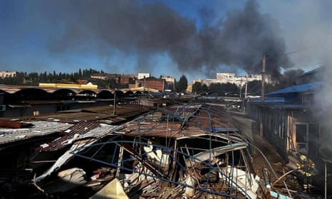 A market destroyed by a Russian missile strike in Bakhmut, Donetsk region, Ukraine on July 30 2022.