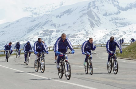 Thierry Henry and team-mates during altitude training in Tignes.
