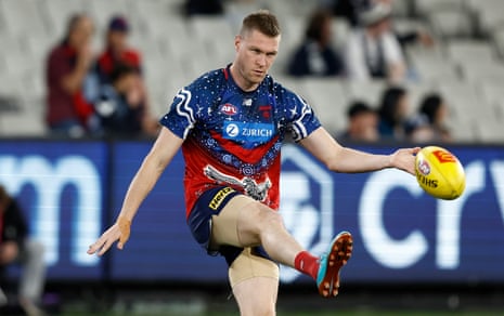 Melbourne’s Tom McDonald warms up before the semi-final.