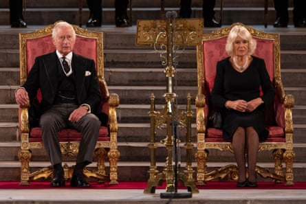 Camilla with the new King Charles at Westminster Hall after the death of the queen in September
