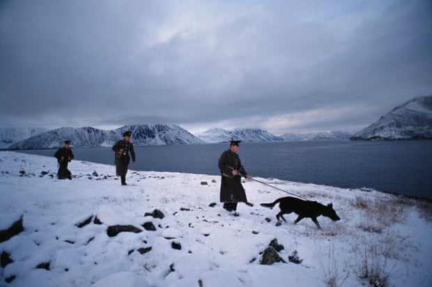 Soviet border guards patrolling along the Provideniya Bay and Bering Sea.