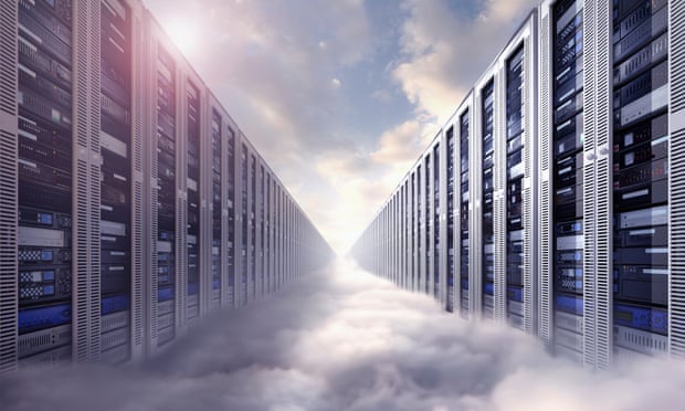 illustration of data servers  in clouds