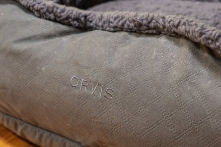 Close up photo of an Orvis ComfortFill-Eco Wraparound Dog Bed with Fleece 1