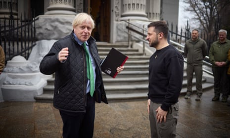 Boris Johnson made an unannounced visit to Ukraine on Sunday.