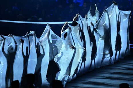 Performers in a part of the Opening Ceremony celebrating Glasgow’s historic rag trade.