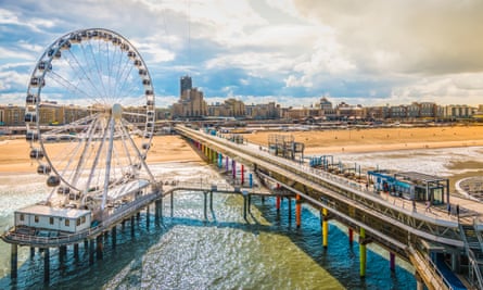 Ferris wheel and sandy beach at Scheveningen