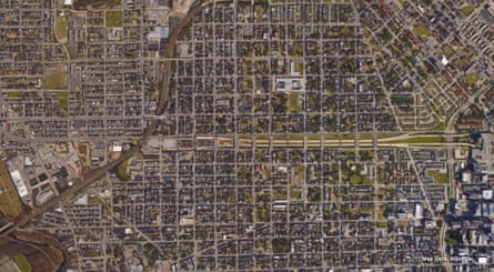 A view of Baltimore’s freeways, with the road to nowhere visible in the centre.