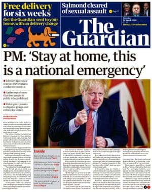 Guardian front page, Tuesday 24 March 2020