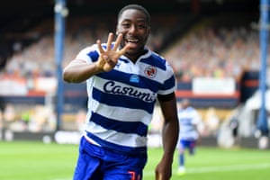 Reading forward Yakou Meite celebrates after notching his fourth goal of the game.
