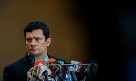 The justice minister, Sérgio Moro, speaks during a press conference after the opening of the National Council of State Secretaries of Justice, Citizenship, Human Rights, and Penitentiary Administration, in Manaus, Brazil, on June 10, 2019.