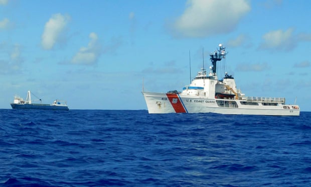 US Coast Guard cutter Confidence (right) approaching the Alta, 2,220km south-east of Bermuda, in October 2018