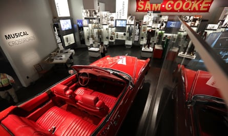 Chuck Berry’s red 1973 Cadillac on display in the Musical Crossroads section of the Smithsonian’s National Museum of African American History and Culture.