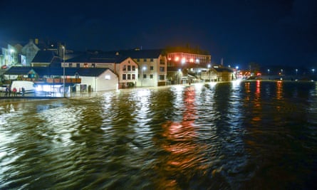 The river Towy in Carmarthen in south Wales which burst its banks